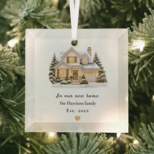 Personalized Our First Home Ornament, New Home K Glass Ornament