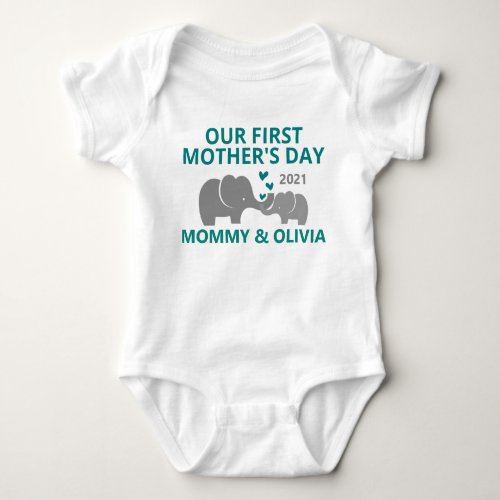 Personalized Our First Mothers Day Baby Name Baby Bodysuit