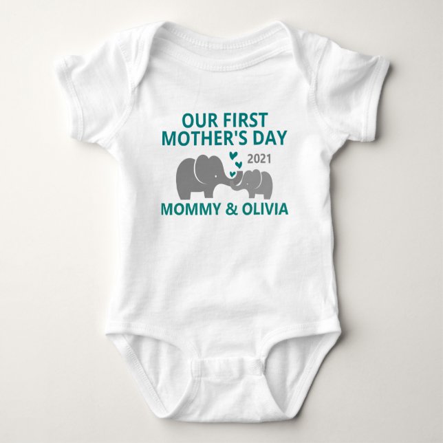Personalized Our First Mother's Day Baby Name Bodysuit (Front)