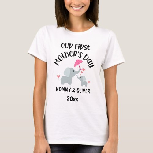 Personalized Our First Mothers Day Elephants 2023 T_Shirt