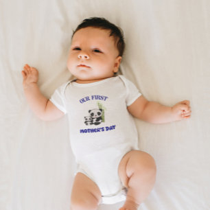PERSONALIZED OUR FIRST MOTHER'S DAY PANDA MATCHING BABY BODYSUIT