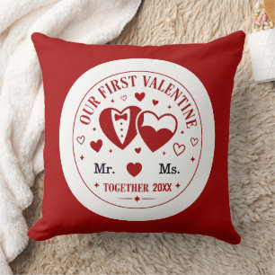 Personalized "Our First Valentine" Mr. & Ms. Throw Pillow
