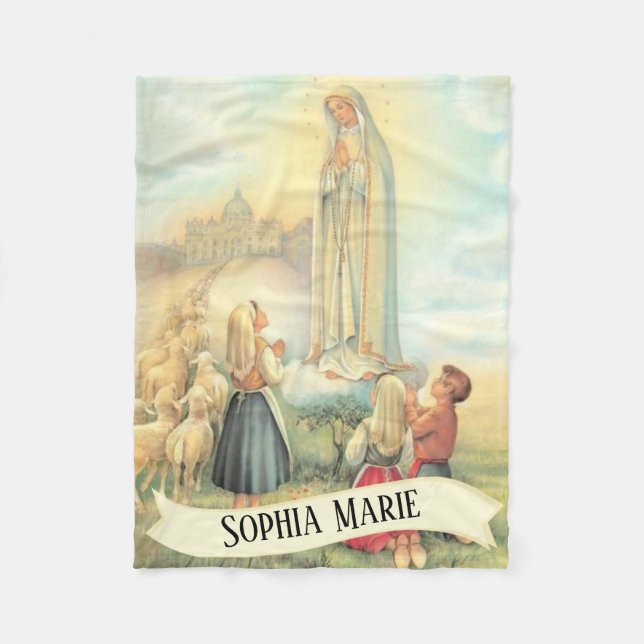 Personalized Our Lady of Fatima Fleece Blanket (Front)