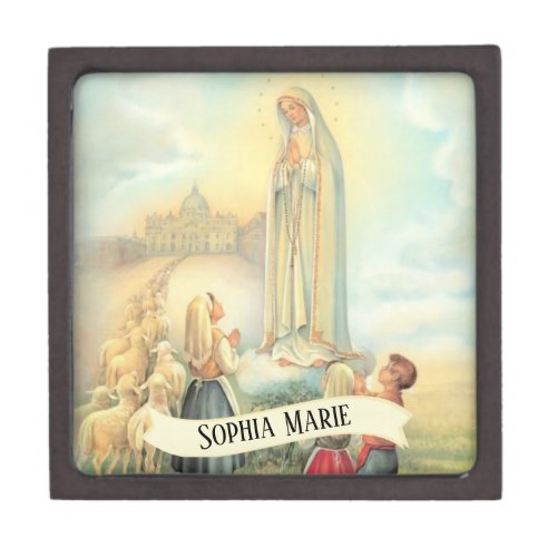 Personalized Our Lady of Fatima Rosary Jewelry Gift Box