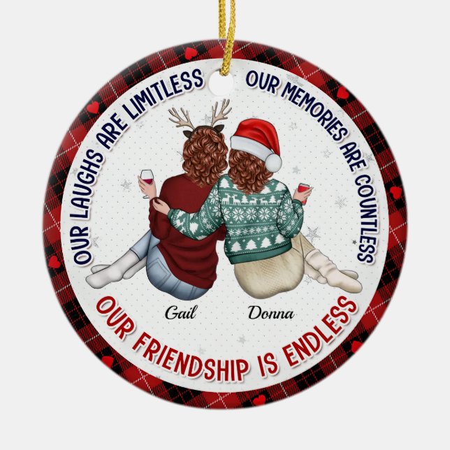 Personalized Our Laughs Are Limitless - Bestie  Ceramic Ornament (Front)