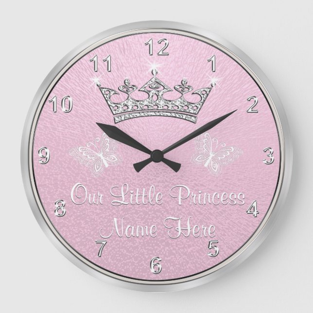 Personalized Our Little Princess Clock, Pink Clock (Front)