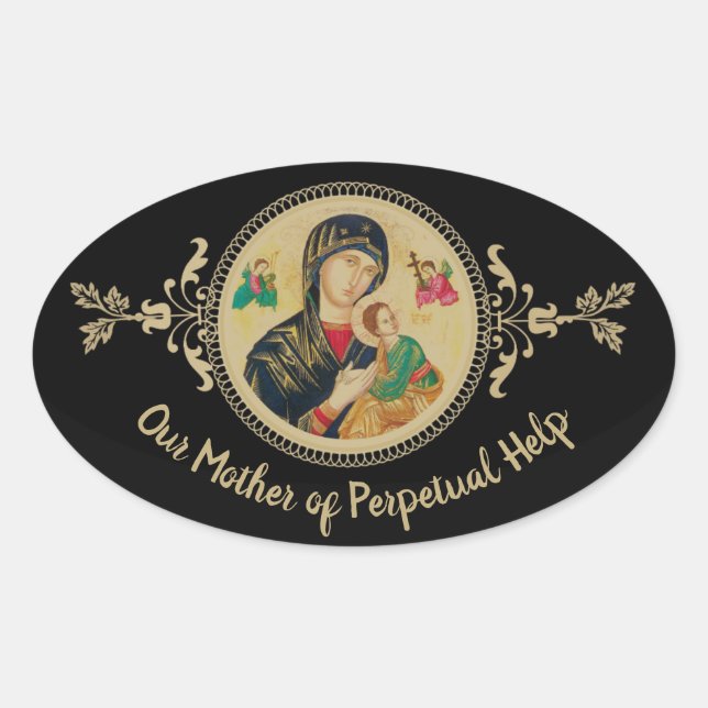 Personalized Our Mother of Perpetual Help Oval Sticker (Front)
