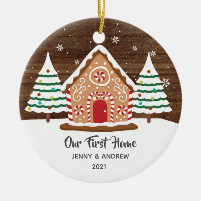 Personalized Our New Home Gingerbread Ornament (Front)