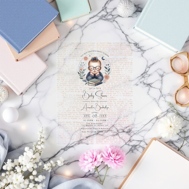 Personalized Our Next Chapter Baby Shower Acrylic Invitations (Personalized Our Next Chapter Baby Shower Acrylic Invitations)