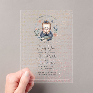 Personalized Our Next Chapter Baby Shower Acrylic Invitations