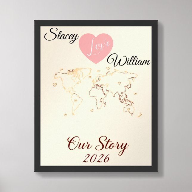 Personalized Our Story Family Journey Map Framed Art (Framed Front)
