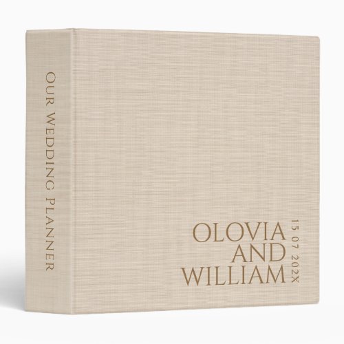 Personalized Our Wedding Planner Linen Fabric
