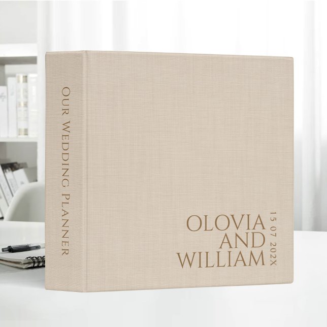 Personalized Our Wedding Planner Linen Fabric 3 Ring Binder (Creator Uploaded)