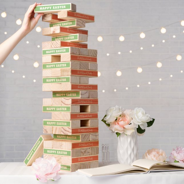 Personalized Outdoor Giant Easter Party Lawn Game Topple Tower (Wedding)