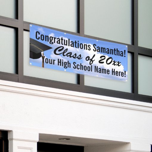 Personalized Outdoor Graduation Banner Blue Sky | Zazzle