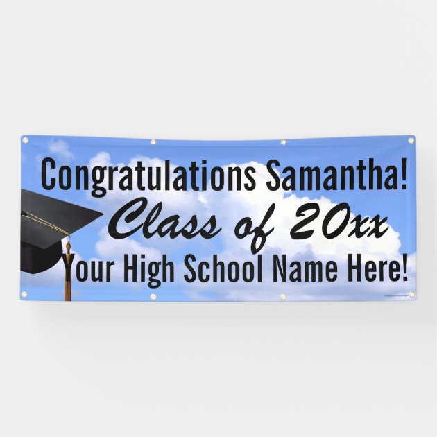 Personalized Outdoor Graduation Banner Blue Sky