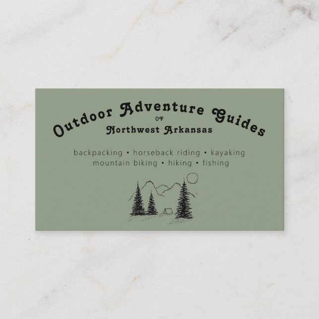 Personalized Outdoor Guide Business Cards - Green (Front)