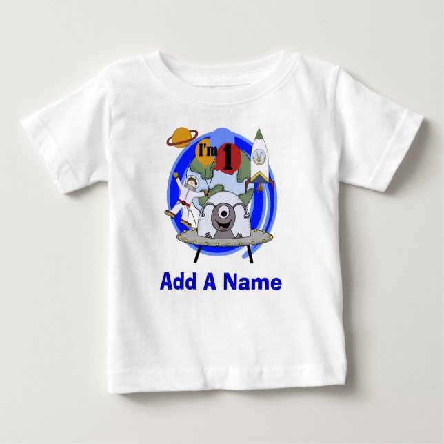 Personalized Outer Space 1st Birthday Tshirt (Front)