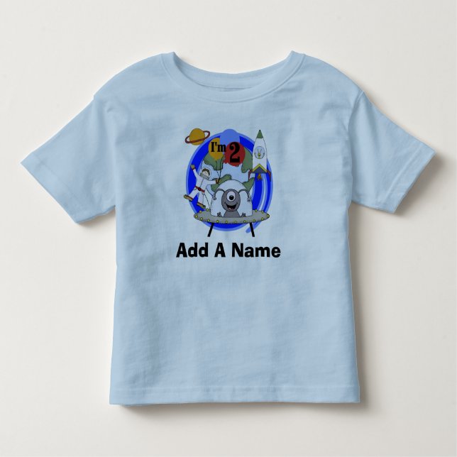 Personalized Outer Space 2nd Birthday T-shirt (Front)
