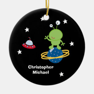 Personalized outer space alien boy's ornament