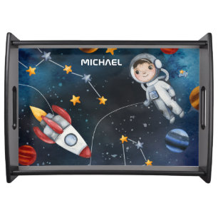 Personalized Outer Space Astronaut in the Galaxy  Serving Tray