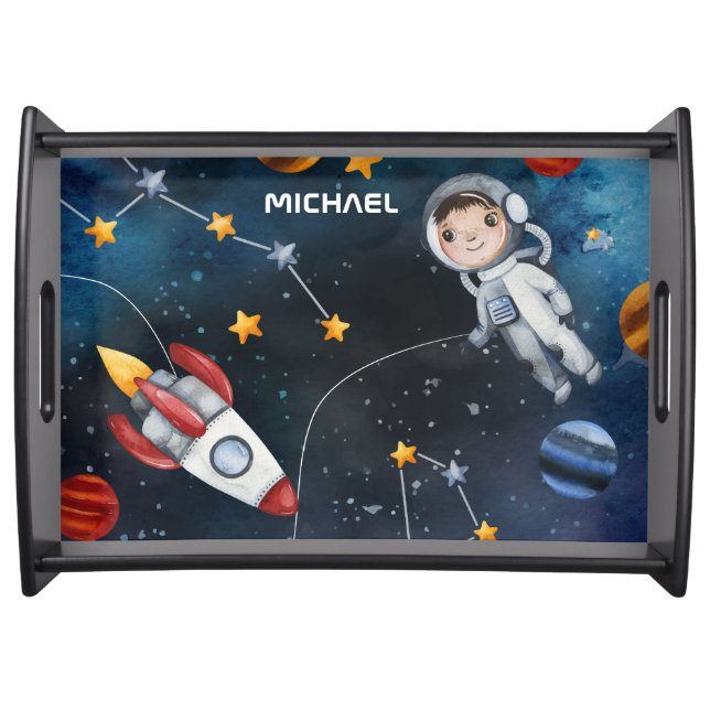 Personalized Outer Space Astronaut in the Galaxy  Serving Tray (Front)