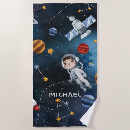Personalized Outer Space Astronaut Shuttle Beach Towel