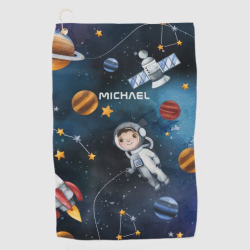 Personalized Outer Space Astronaut Shuttle Golf Towel