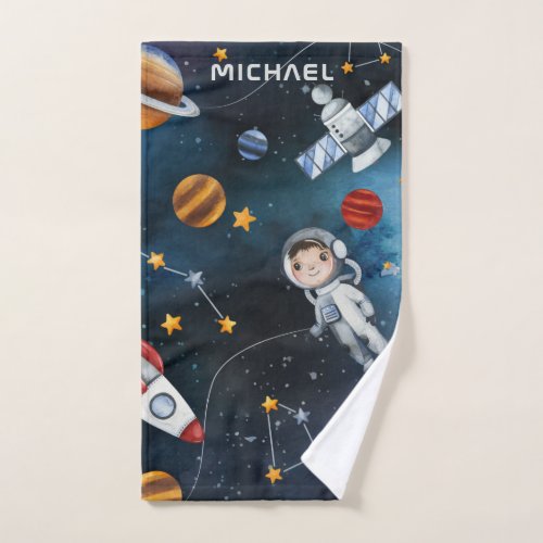 Personalized Outer Space Astronaut Shuttle Pattern Hand Towel