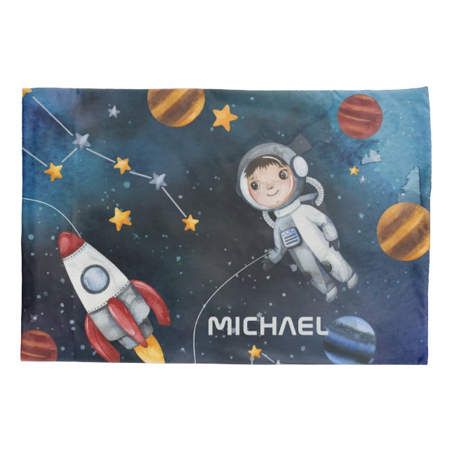 Personalized Outer Space Astronaut Shuttle Pillow Case (Back)