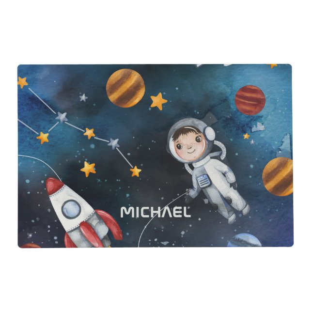 Personalized Outer Space Astronaut Shuttle Placemat (Front)