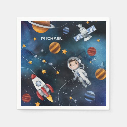 Personalized Outer Space Astronaut Shuttle Travel Napkins