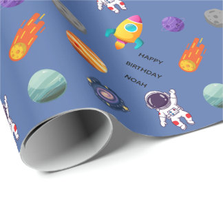 Personalized Outer Space Birthday Wrapping Paper