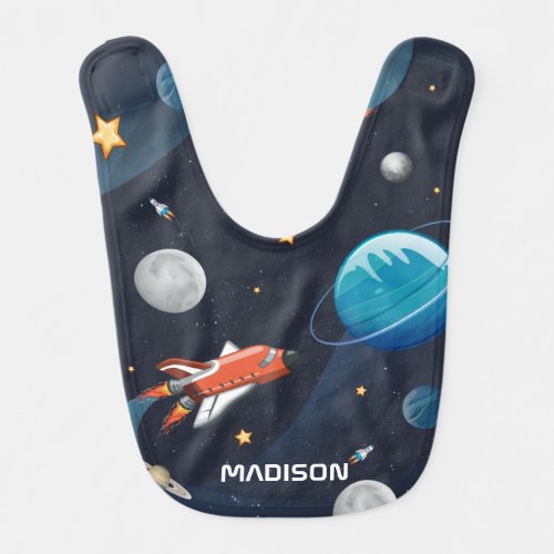 Personalized Outer Space Galaxy Activity Baby Bib