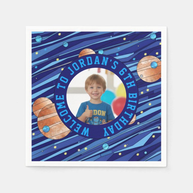 Personalized Outer Space Galaxy Birthday Napkins (Front)