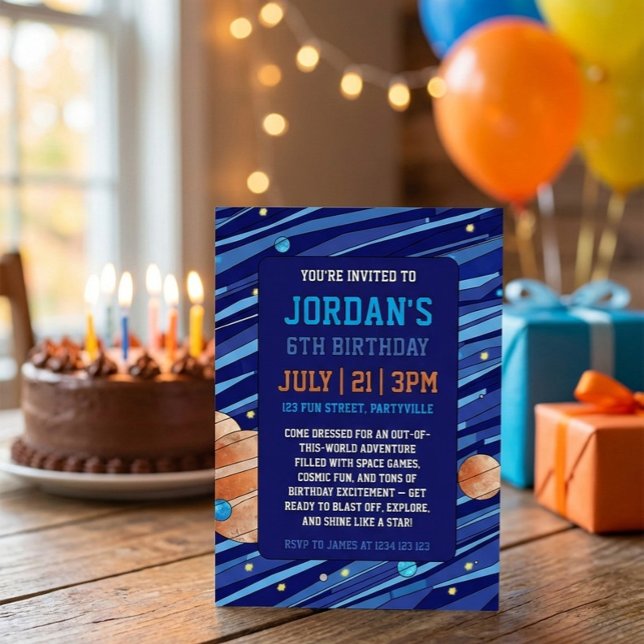 Personalized Outer Space Galaxy Kids Birthday  Invitation (Creator Uploaded)