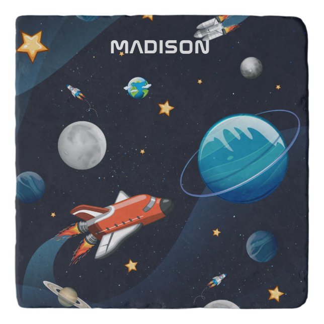 Personalized Outer Space Galaxy Pattern Trivet (Front)