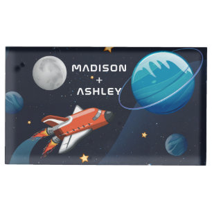 Personalized Outer Space Galaxy Travel Place Card Holder