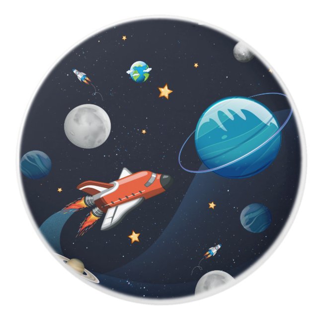 Personalized Outer Space Pattern  Ceramic Knob (Front)