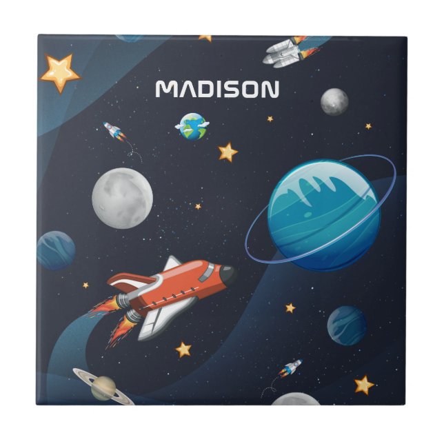 Personalized Outer Space Pattern  Ceramic Tile (Front)
