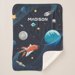 Personalized Outer Space Planet Activity Galaxy Sherpa Blanket