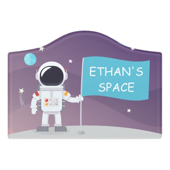 Personalized Outer Space Room Sign (Small Crest Front)