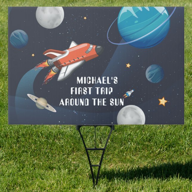 Personalized Outer Space Shuttle 1st Birthday  Sign (Insitu)