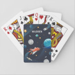 Personalized Outer Space Shuttle Moon Stars Playing Cards<br><div class="desc">Cool and nerdy outer space playing cards featuring stars,  the moon,  and the planets. Customize this by adding a name. Click on the "Personalize" button above to change the placeholder name or delete to make this a plain card that's your thing</div>