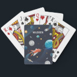 Personalized Outer Space Shuttle Moon Stars Poker Cards<br><div class="desc">Cool and nerdy outer space playing cards featuring stars,  the moon,  and the planets. Customize this by adding a name. Click on the "Personalize" button above to change the placeholder name or delete to make this a plain card that's your thing</div>