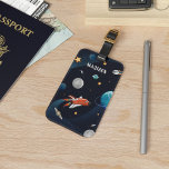 Personalized Outer Space Shuttle Travel Moon Stars Luggage Tag<br><div class="desc">Cool and nerdy outer space luggage tag featuring stars,  the moon,  and the planets. Customize this by adding a name. Click on the "Personalize" button.</div>