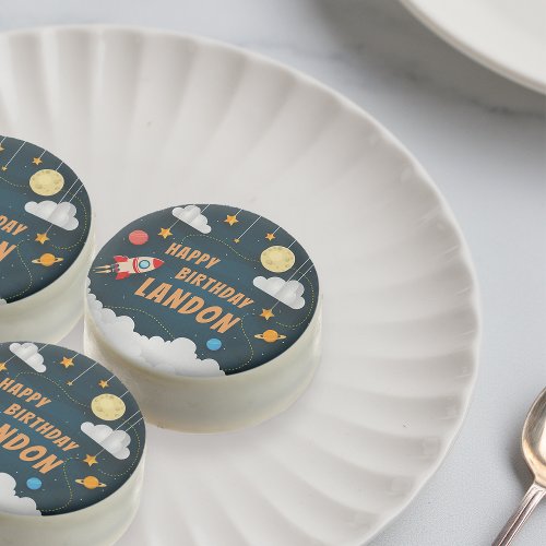 Personalized Outer Space Theme Birthday Party Chocolate Covered Oreo