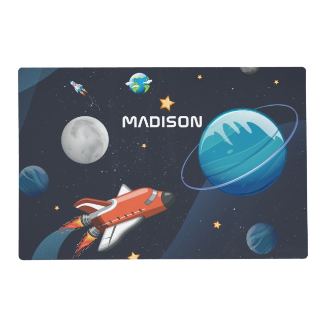 Personalized Outer Space Travel in the Galaxy Placemat (Front)