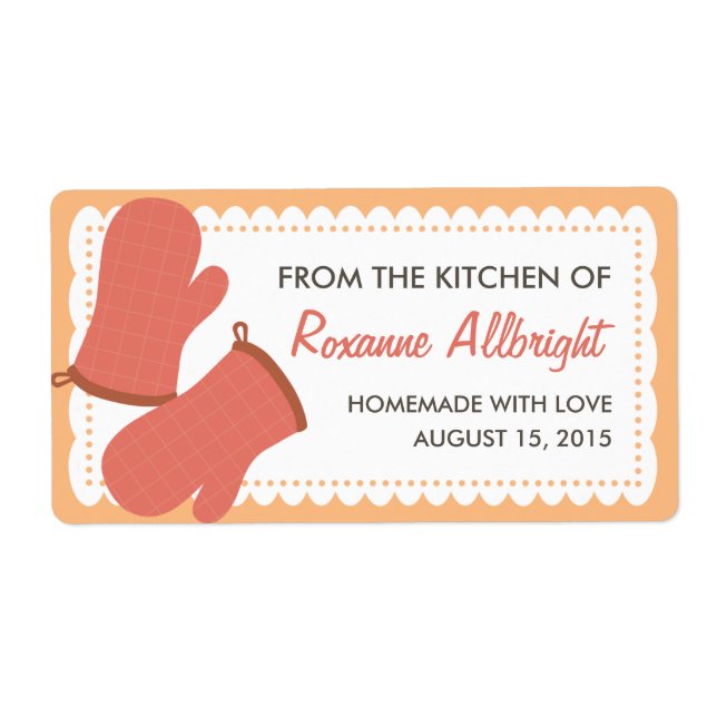 Personalized Oven Mitts Canning Label (mango) (Front)