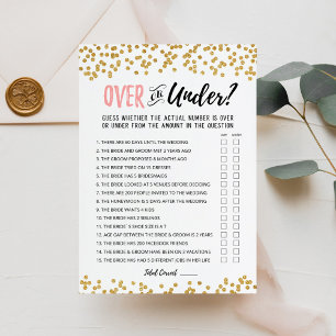 Personalized Over or Under Bridal Shower game Card